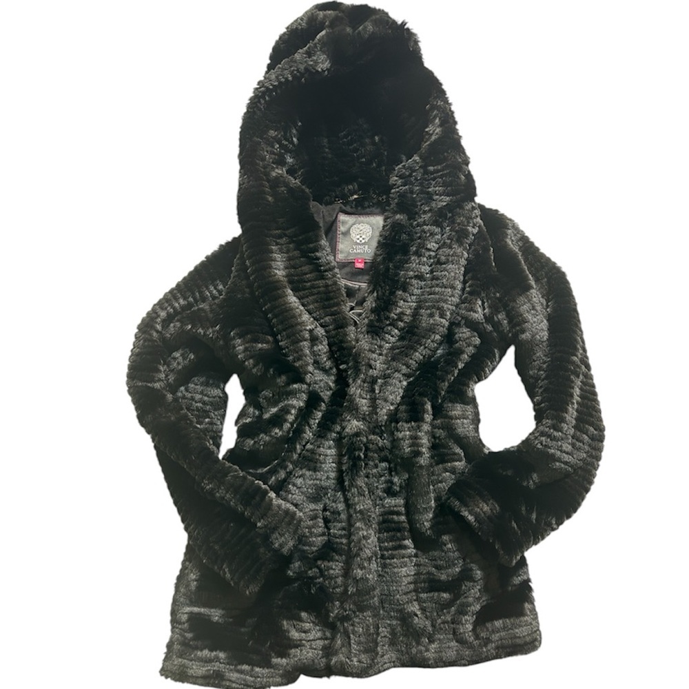 Vince Camuto Black Faux Fur Hooded Coat // Luxe & Cozy Jacket